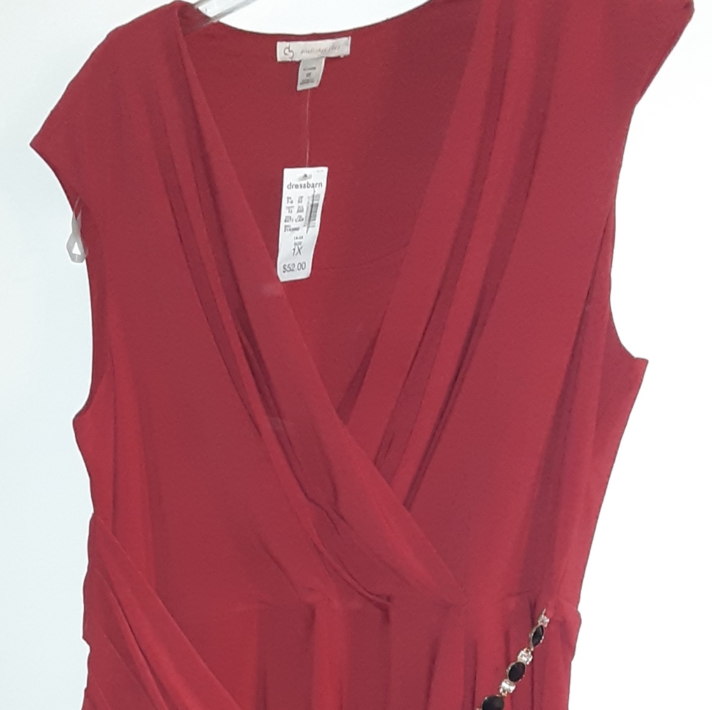 1x Red Dress with black and silver accessory. DressBarn